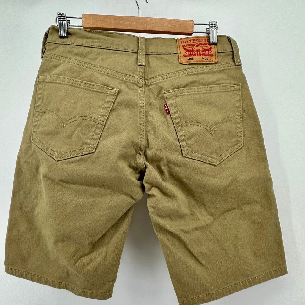 Levis 405‎ Regular Fit Denim Shorts Mens 29 Khaki Tan Brown WaterLess 39864-0079